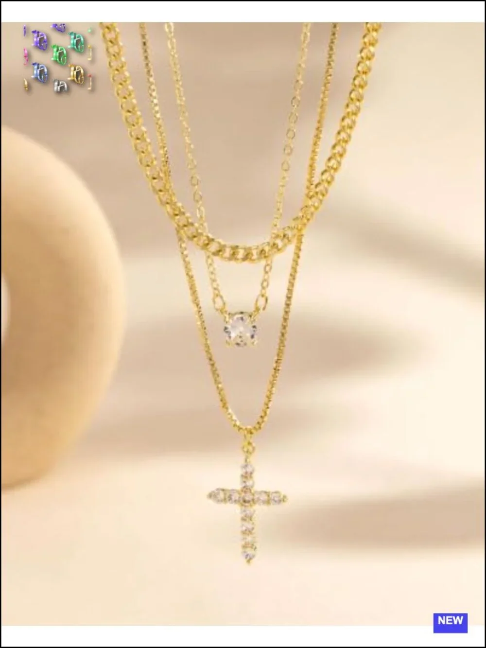 14K Gold Plated Layered Necklace Set 3 Chains Dainty Non Tarnish Gift